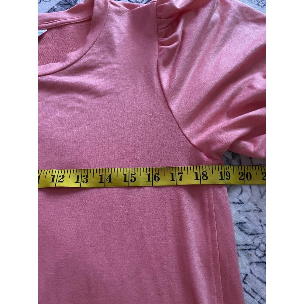 Crown & Ivy Dress Womens Large Coral Puff Sleeve Lounge T Shirt Poshcoral Casual - Picture 7 of 9